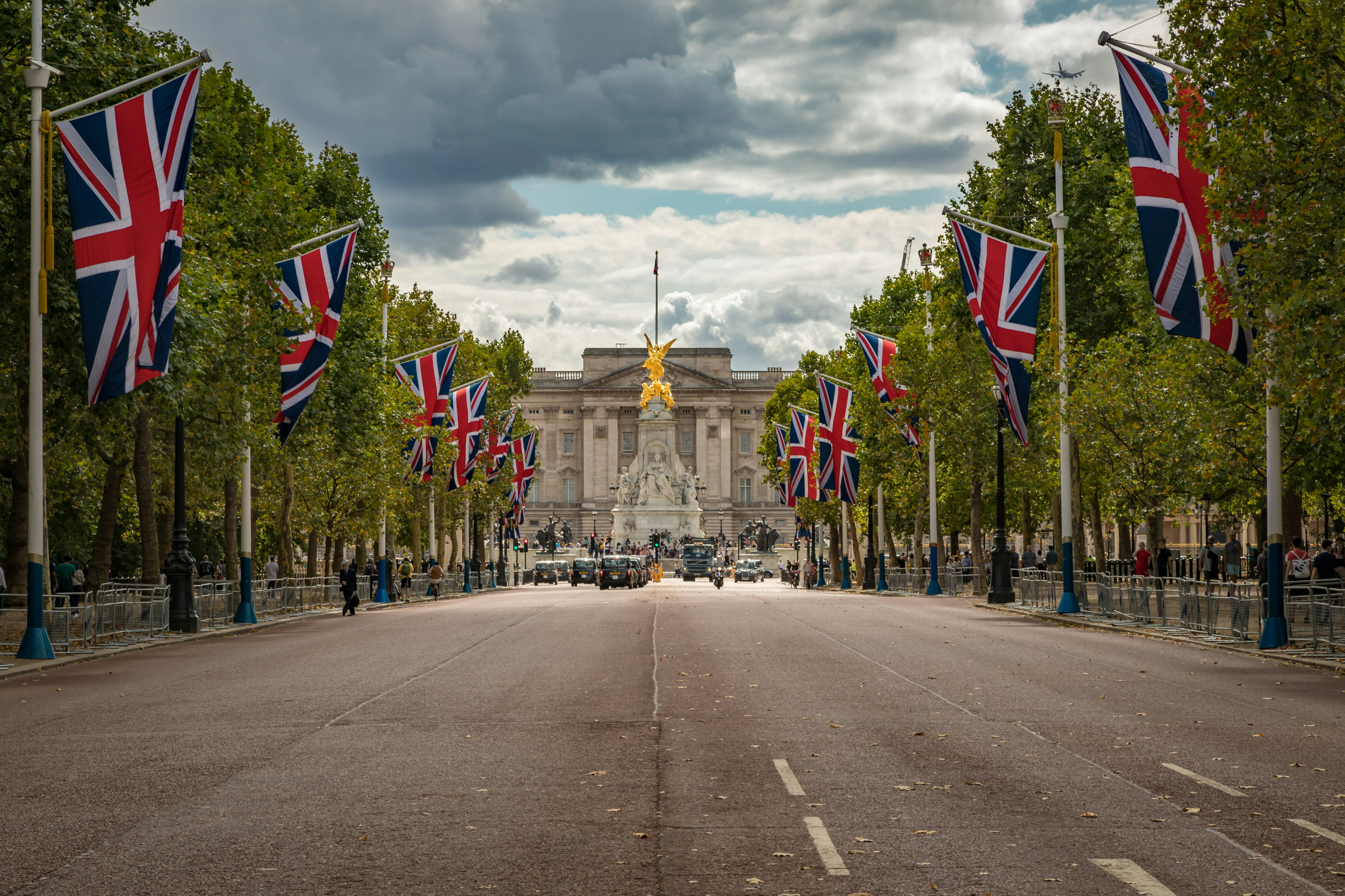 UK flags on side of street