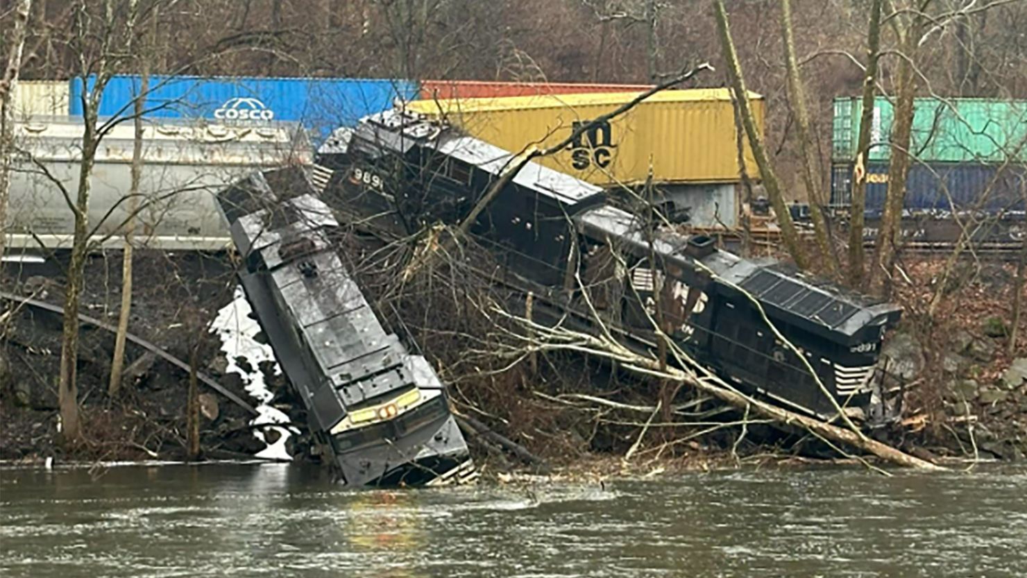 A freight train derailed 