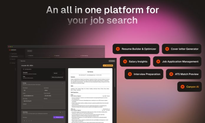 Canyon AI Resumé Builder Simplifies Job Hunting with Comprehensive Tools and Lifetime Access