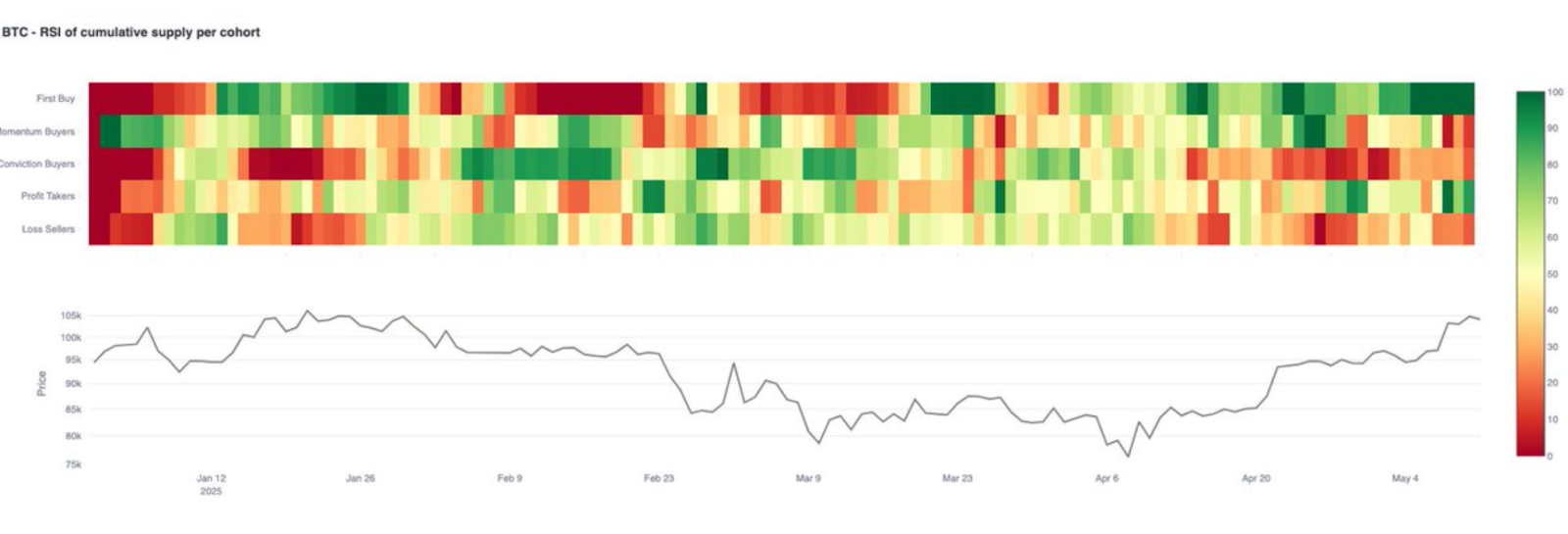 BTC RSI of cumulative supply