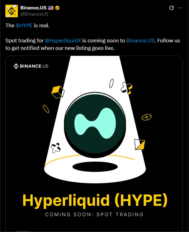 Hyperliquid listing on Binance